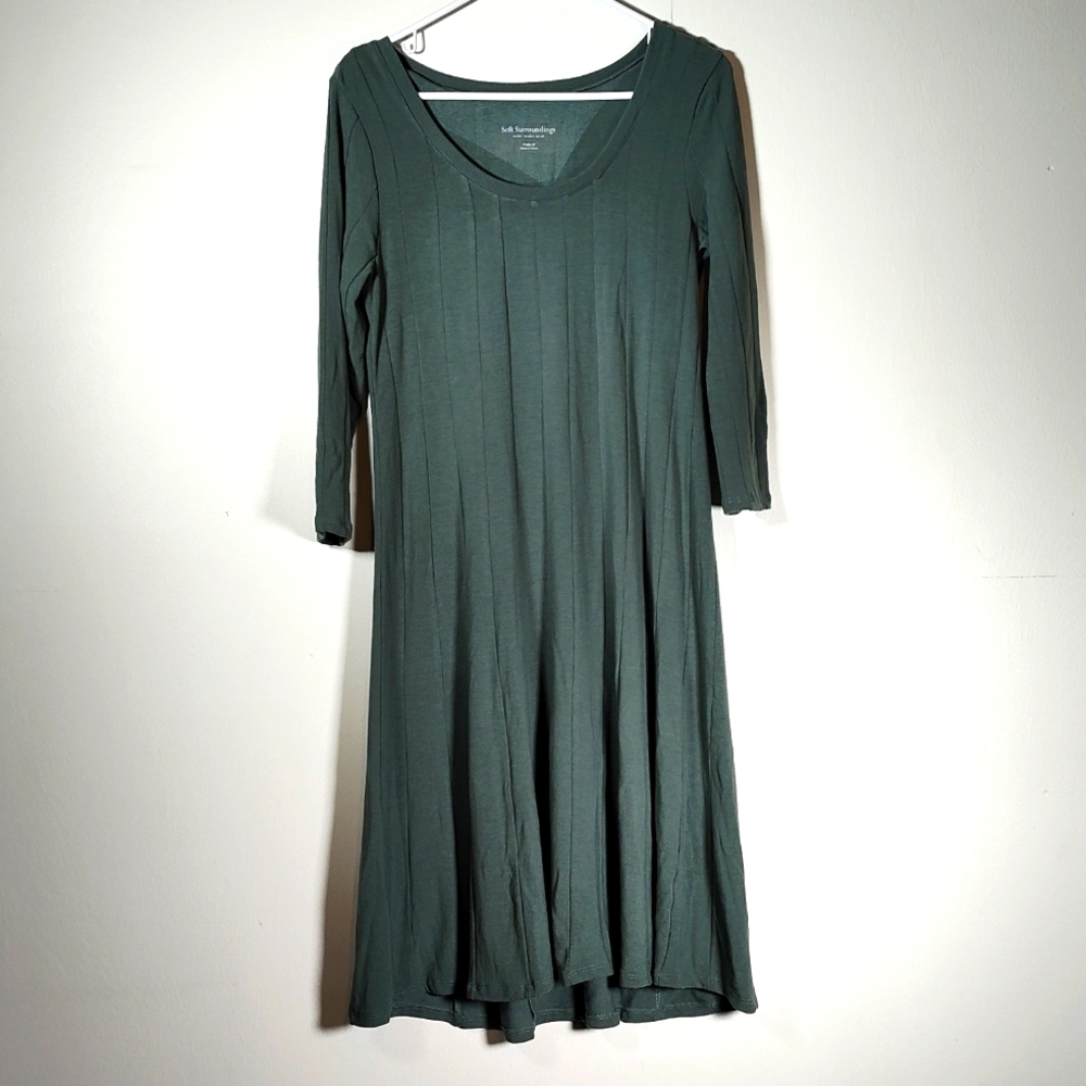 Soft Surroundings green ribbed knit midi dress‎ M petite